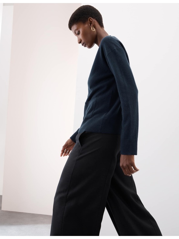 Marks & Spencer Kardigán tiszta kasmírból V nyakkal és elöl gombokkal, Marks & Spencer sötétkék