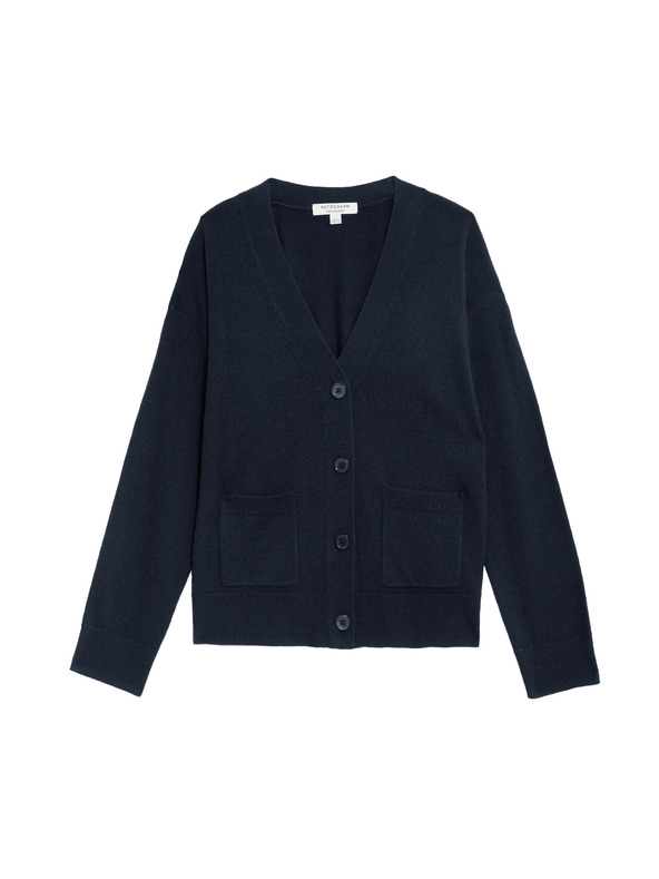 Marks & Spencer Kardigán tiszta kasmírból V nyakkal és elöl gombokkal, Marks & Spencer sötétkék