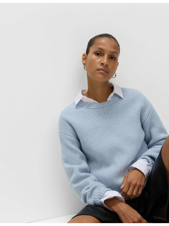 Marks & Spencer Marks & Spencer csíkos pulóver puha fonálból, kerek nyakkivágással, kék
