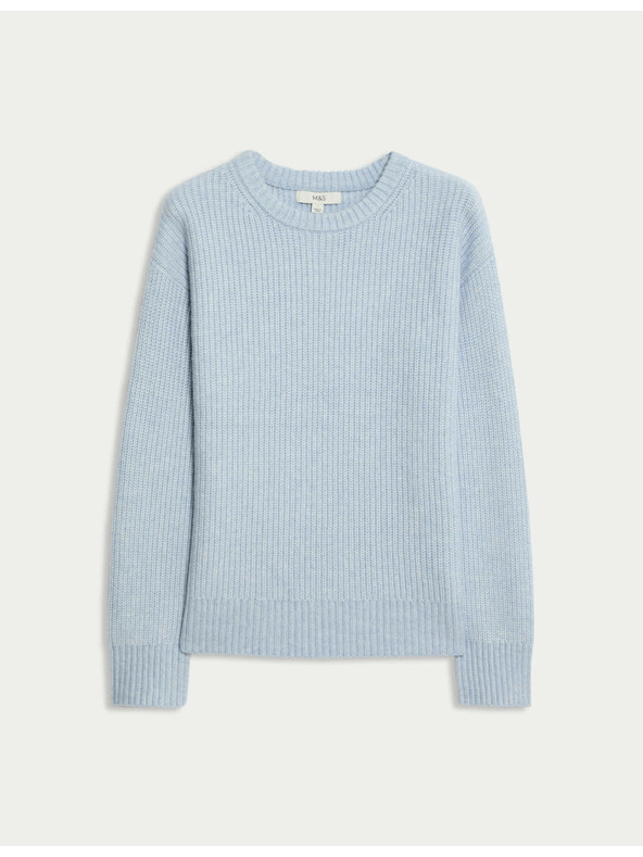 Marks & Spencer Marks & Spencer csíkos pulóver puha fonálból, kerek nyakkivágással, kék