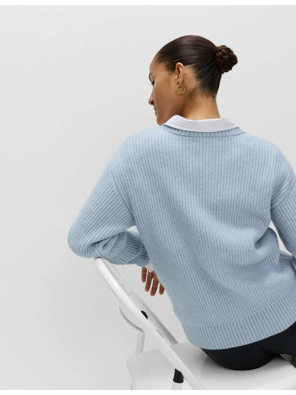 Marks & Spencer Marks & Spencer csíkos pulóver puha fonálból, kerek nyakkivágással, kék