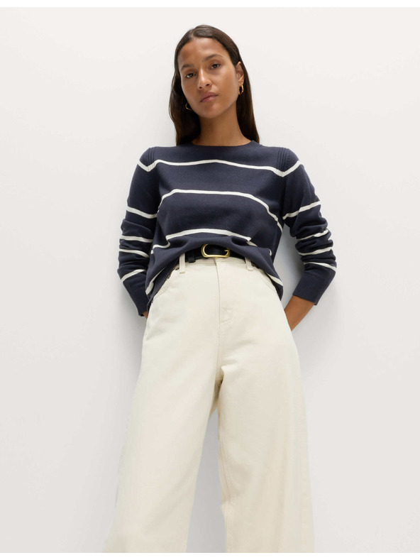 Marks & Spencer Marks & Spencer extra puha csíkos nyakbavaló pulóver tengerkék