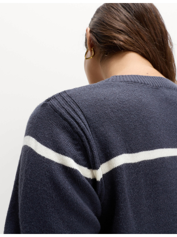 Marks & Spencer Marks & Spencer extra puha csíkos nyakbavaló pulóver tengerkék