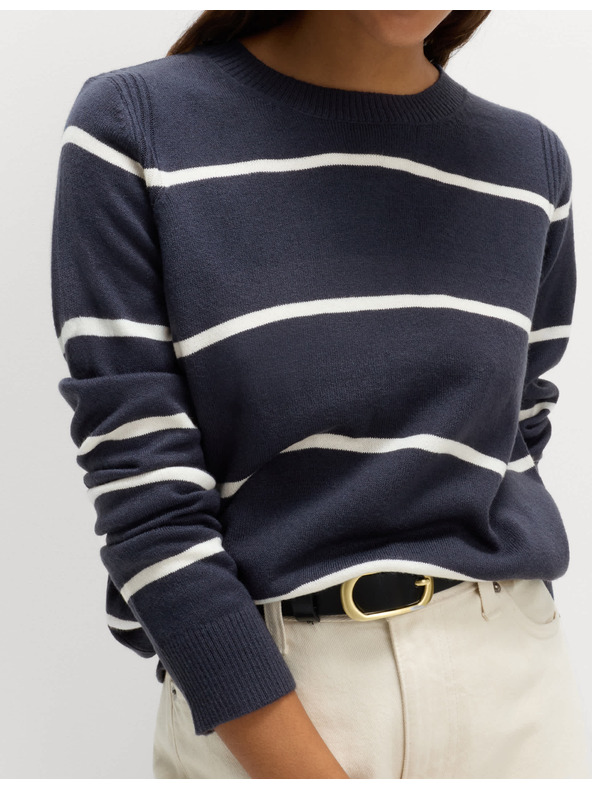 Marks & Spencer Marks & Spencer extra puha csíkos nyakbavaló pulóver tengerkék