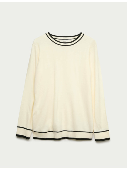 Marks & Spencer Marks & Spencer rendkívül puha nyakbavaló pulóver kontrasztos szegéllyel törtfehér