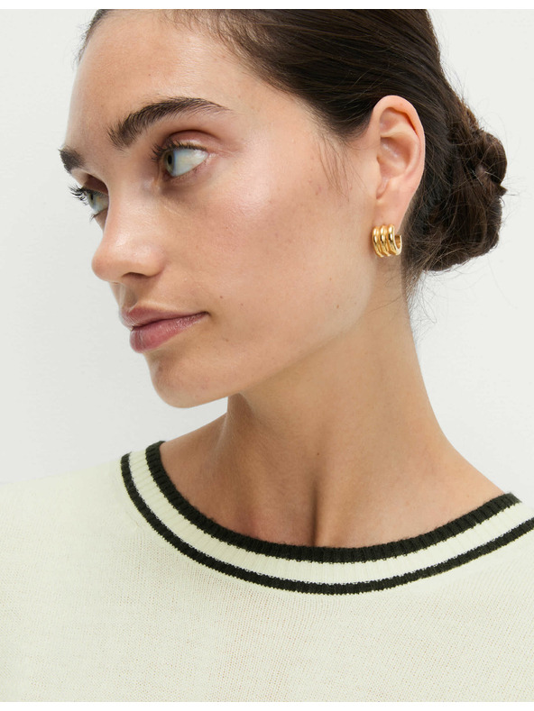 Marks & Spencer Marks & Spencer rendkívül puha nyakbavaló pulóver kontrasztos szegéllyel törtfehér