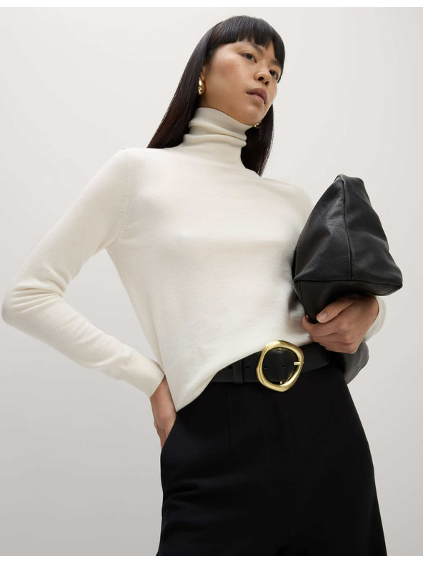 Marks & Spencer Marks & Spencer 100% Merino gyapjú garbónyakú pulóver törtfehér