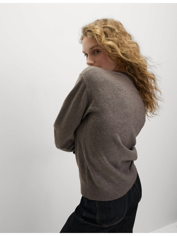 Marks & Spencer Marks & Spencer V-nyakú pulóver szőrmés fonalból barna