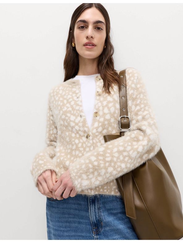 Marks & Spencer Állatmintás kardigán kerek nyakrésszel Marks & Spencer krém