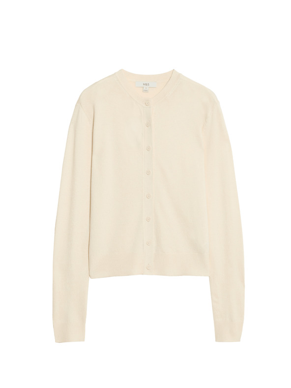 Marks & Spencer Marks & Spencer kerek nyakú kardigán elöl gombokkal tejszínes