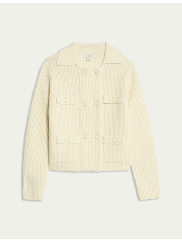 Marks & Spencer Marks & Spencer kötött dzseki gyűrött szálakkal és díszzsebekkel tejszínes