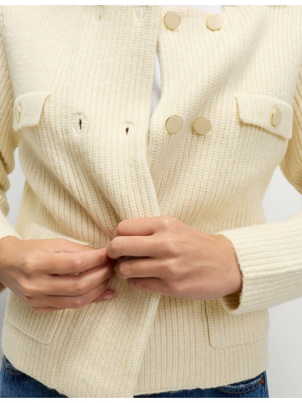 Marks & Spencer Marks & Spencer kötött dzseki gyűrött szálakkal és díszzsebekkel tejszínes