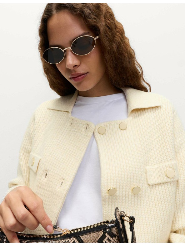 Marks & Spencer Marks & Spencer kötött dzseki gyűrött szálakkal és díszzsebekkel tejszínes