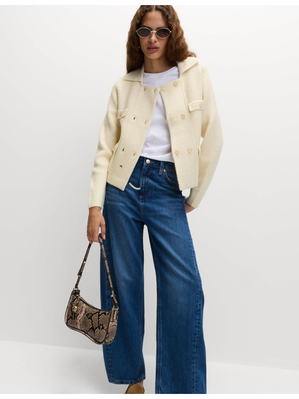 Marks & Spencer Marks & Spencer kötött dzseki gyűrött szálakkal és díszzsebekkel tejszínes