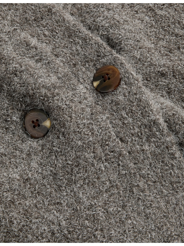 Marks & Spencer Marks & Spencer gyűrött kardigán elülső gombokkal és V-nyakkal, gyapjú tartalommal barna