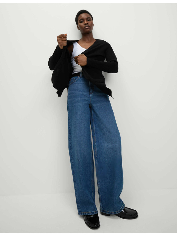 Marks & Spencer Marks & Spencer hosszú bordázott kardigán gomb nélkül fekete