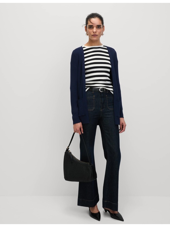 Marks & Spencer Marks & Spencer hosszú bordázott kardigán gomb nélkül sötétkék