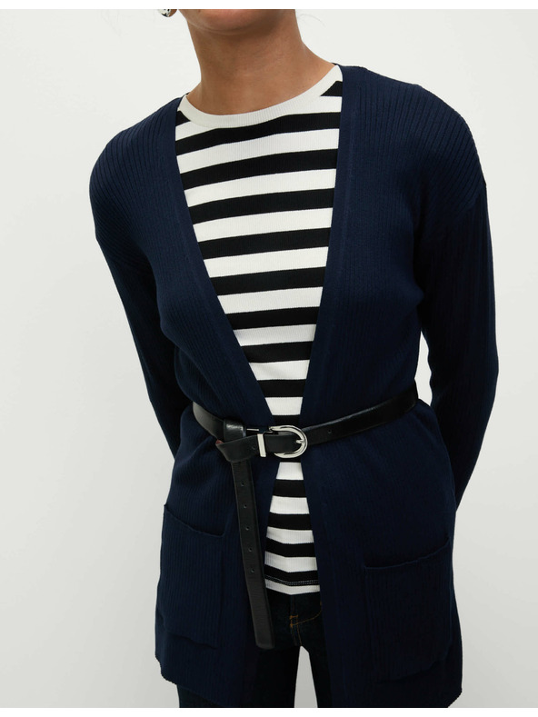 Marks & Spencer Marks & Spencer hosszú bordázott kardigán gomb nélkül sötétkék