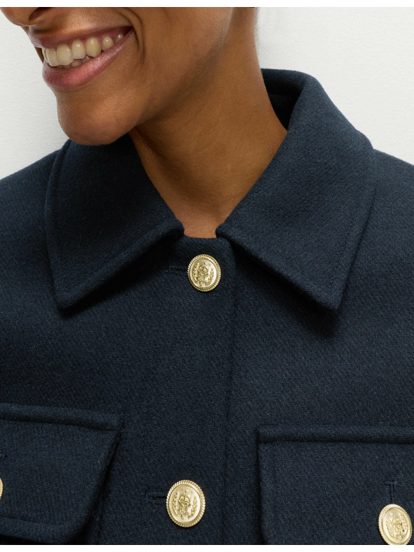 Marks & Spencer Praktikus kapucnis kabát gyapjúkeverékből Marks & Spencer tengerkék