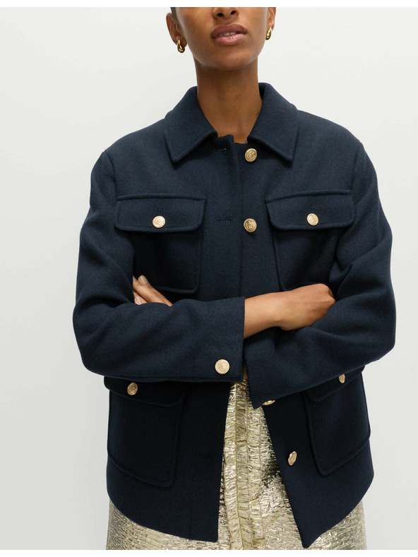 Marks & Spencer Praktikus kapucnis kabát gyapjúkeverékből Marks & Spencer tengerkék