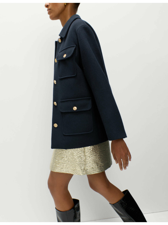 Marks & Spencer Praktikus kapucnis kabát gyapjúkeverékből Marks & Spencer tengerkék