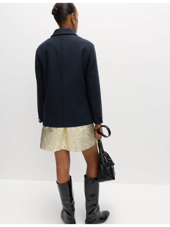 Marks & Spencer Praktikus kapucnis kabát gyapjúkeverékből Marks & Spencer tengerkék