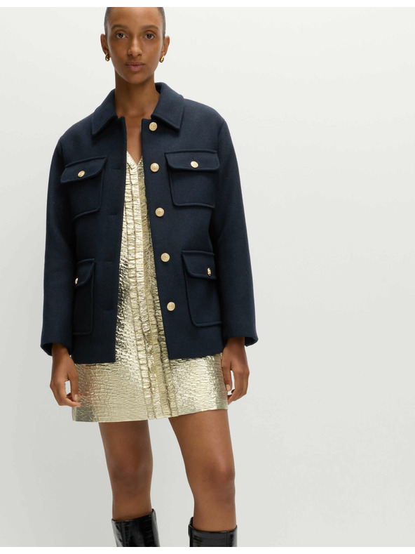 Marks & Spencer Praktikus kapucnis kabát gyapjúkeverékből Marks & Spencer tengerkék