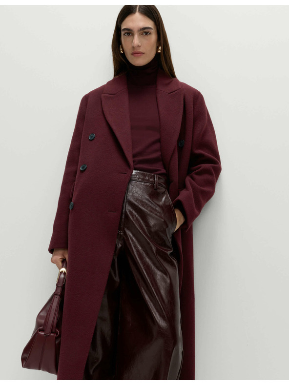 Marks & Spencer Hosszú két soros kabát gyapjú hozzáadásával Marks & Spencer piros