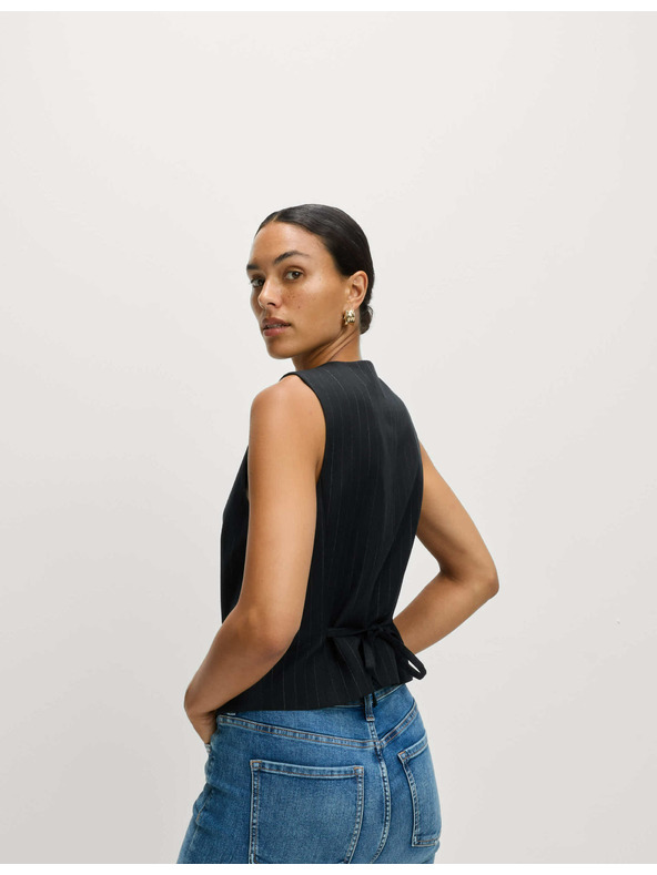 Marks & Spencer Csíkos mellény gallér nélkül Marks & Spencer sötétkék