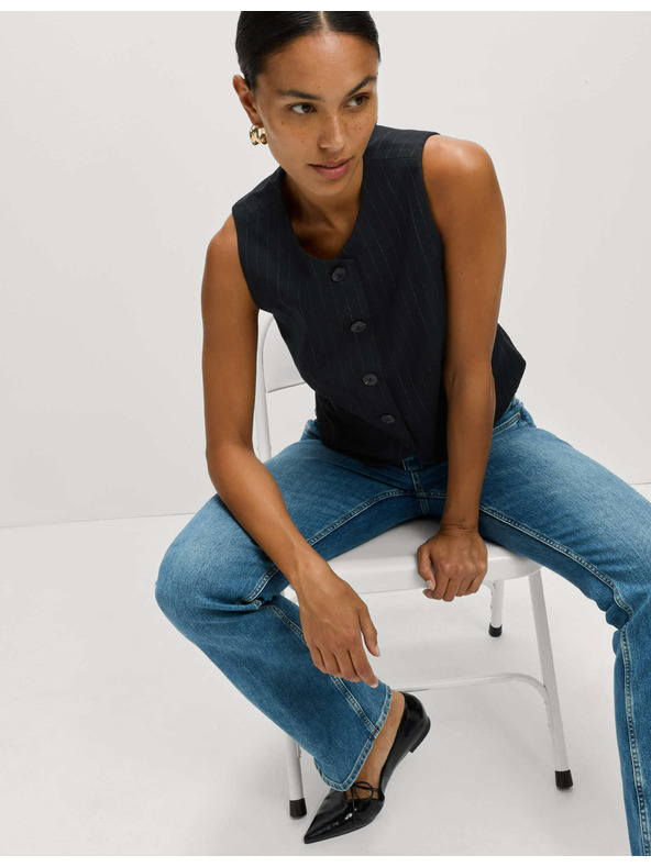 Marks & Spencer Csíkos mellény gallér nélkül Marks & Spencer sötétkék