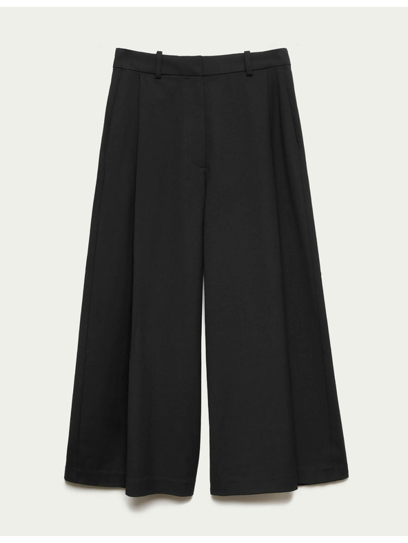 Marks & Spencer Szövött pliszírozott nadrágszoknya széles szárral Marks & Spencer fekete