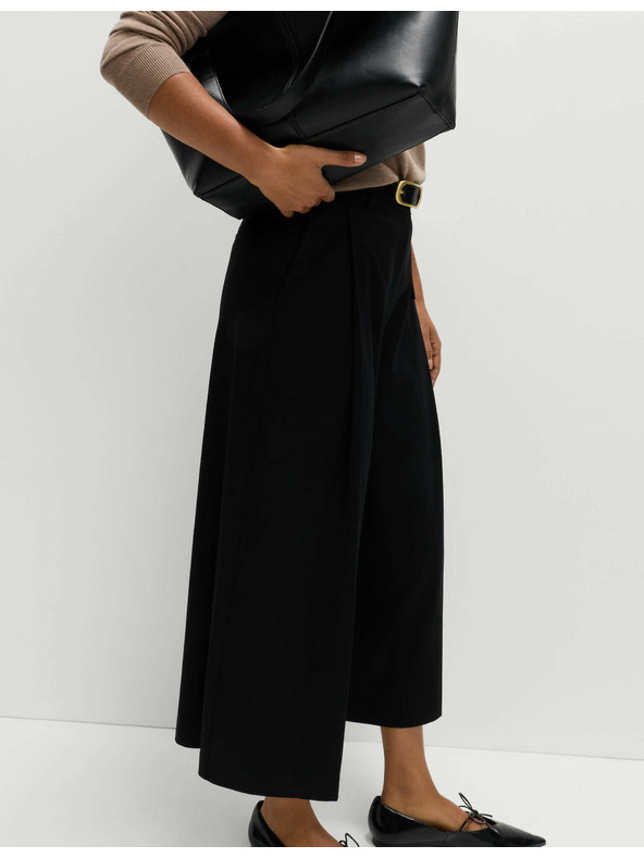 Marks & Spencer Szövött pliszírozott nadrágszoknya széles szárral Marks & Spencer fekete