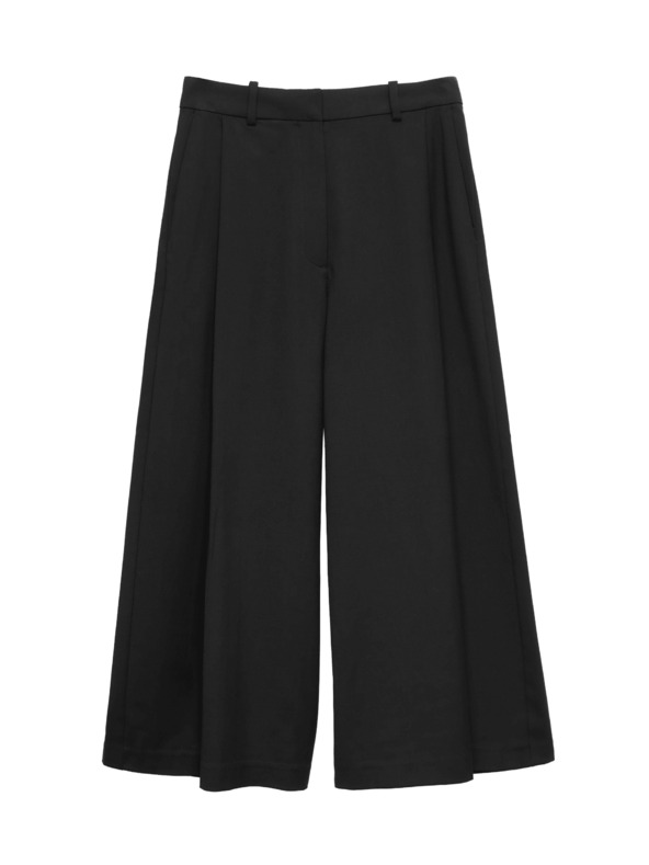 Marks & Spencer Szövött pliszírozott nadrágszoknya széles szárral Marks & Spencer fekete