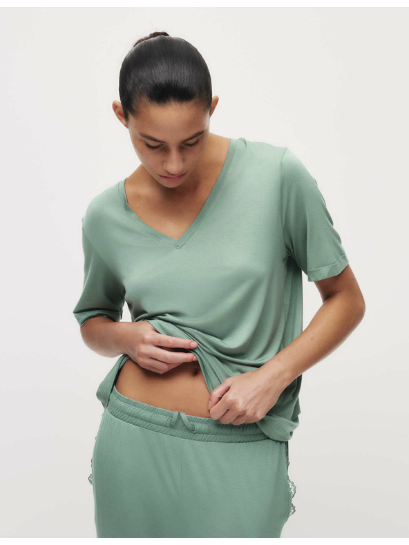 Marks & Spencer Marks & Spencer zöld, pizsama felső csipke részlettel