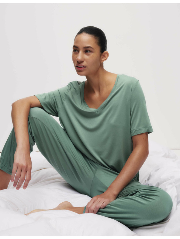 Marks & Spencer Marks & Spencer zöld, pizsama felső csipke részlettel