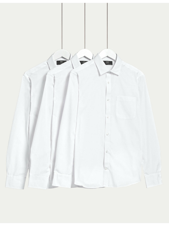 Marks & Spencer Marks & Spencer hosszú ujjú slim fit ing, 3 db csomagban fehér