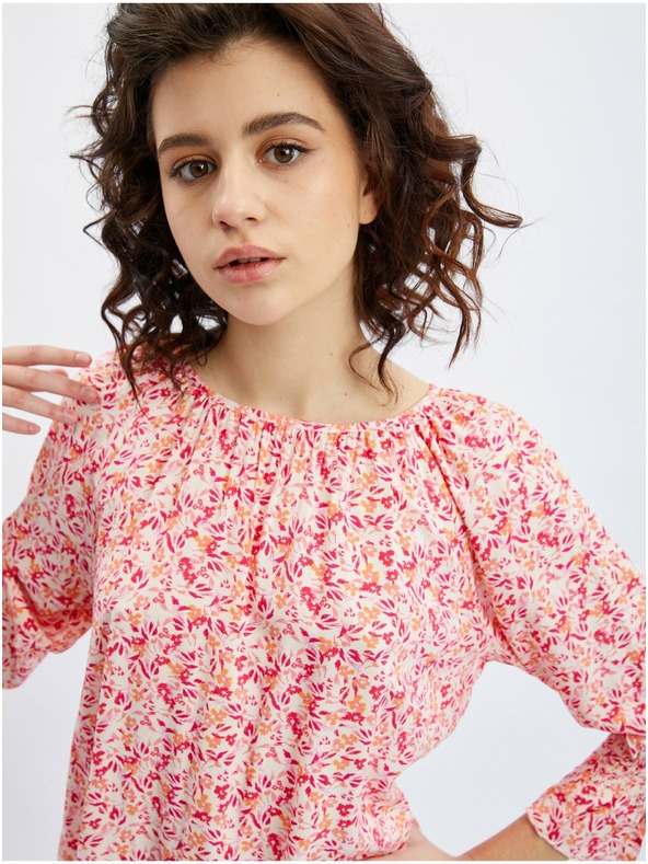 Orsay ORSAY rószaszín-narancssárga virágmintás női blúz