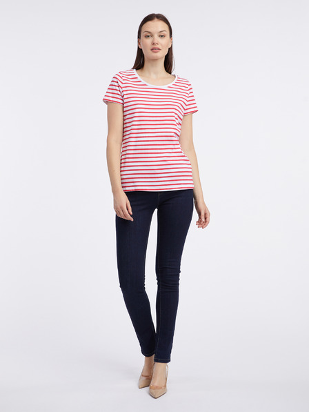 Orsay Fehér-piros női csíkos póló ORSAY