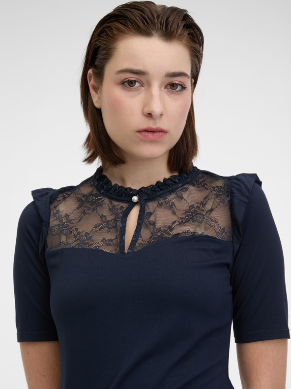 Orsay ORSAY sötétkék női póló csipkével