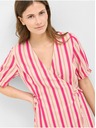 Orsay ORSAY rózsaszín csíkos átkötős lenvászon ruha