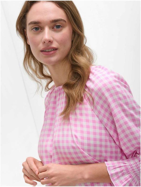 Orsay Rózsaszín kockás hosszú ujjú blúz ORSAY