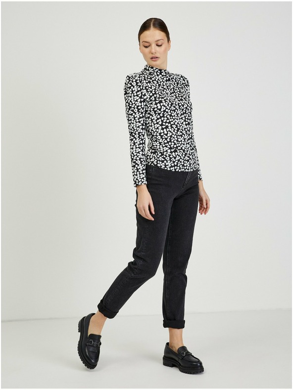 Orsay ORSAY Paisy fehér-fekete mintás női póló