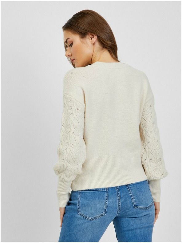 Orsay ORSAY krémszínű mintás női pulóver ballon ujjakkal