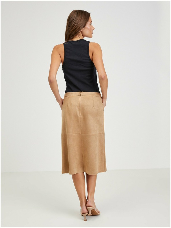 Orsay ORSAY világosbarna velúr női midiszoknya