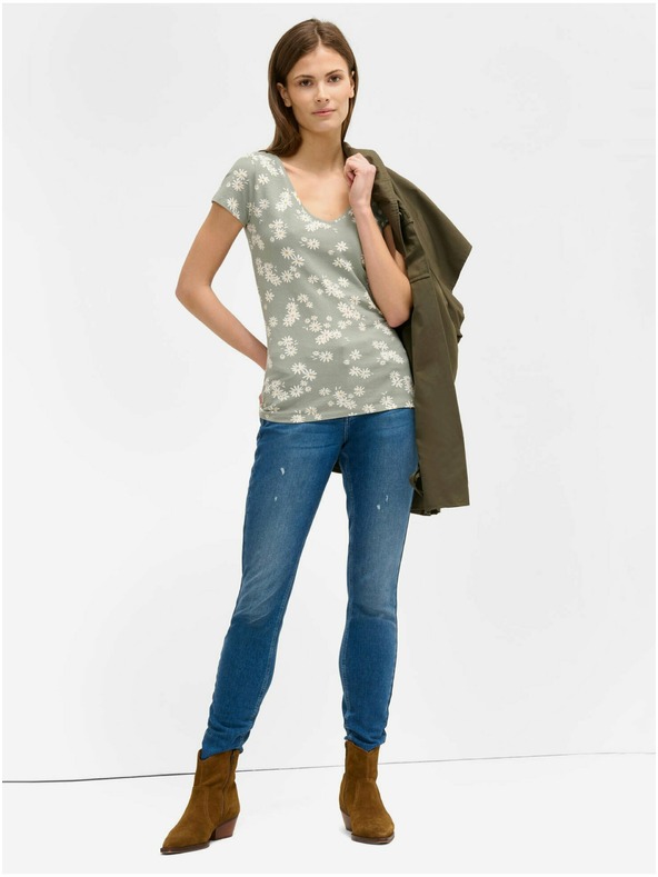 Orsay ORSAY világoszöld virágmintás póló