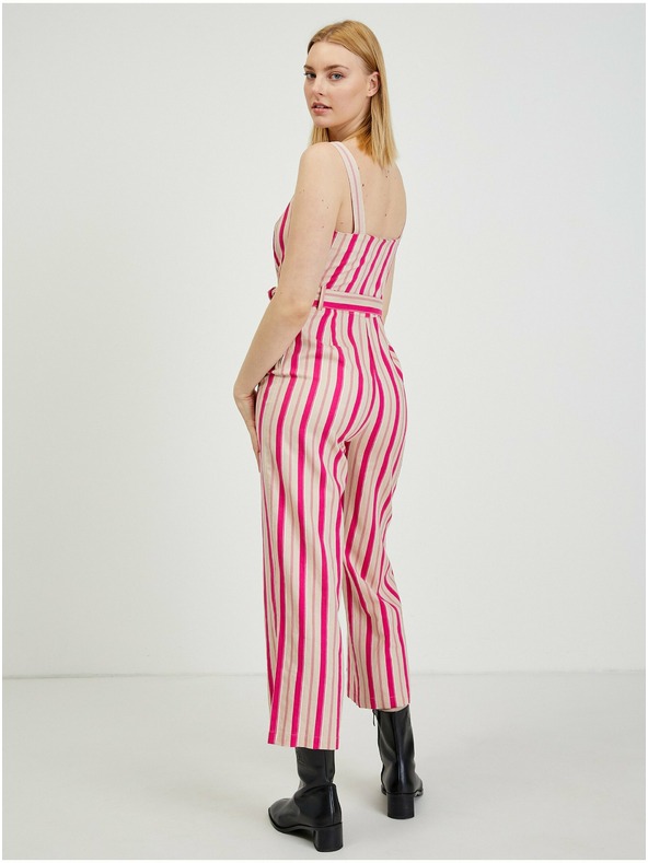 Orsay ORSAY Los Angeles bézs színű-rózsaszín lenvászon női overall