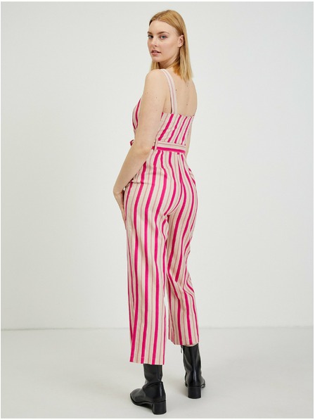 Orsay ORSAY Los Angeles bézs színű-rózsaszín lenvászon női overall