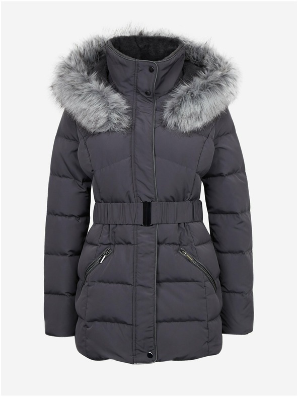 Orsay ORSAY sötétszürke steppelt női télikabát övvel