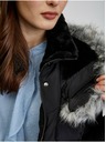 Orsay ORSAY Fekete női pehelypaplan télikabát kapucnival és műszőrmével