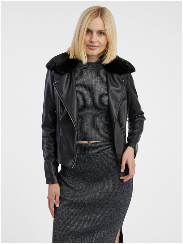 Orsay ORSAY fekete női műszőrme kabát